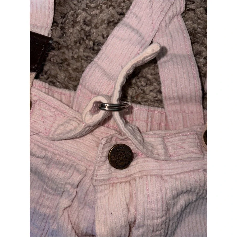 Vintage Pink Corduroy Overalls Romper 9-19m Adjustable Germany Unique Rare EUC